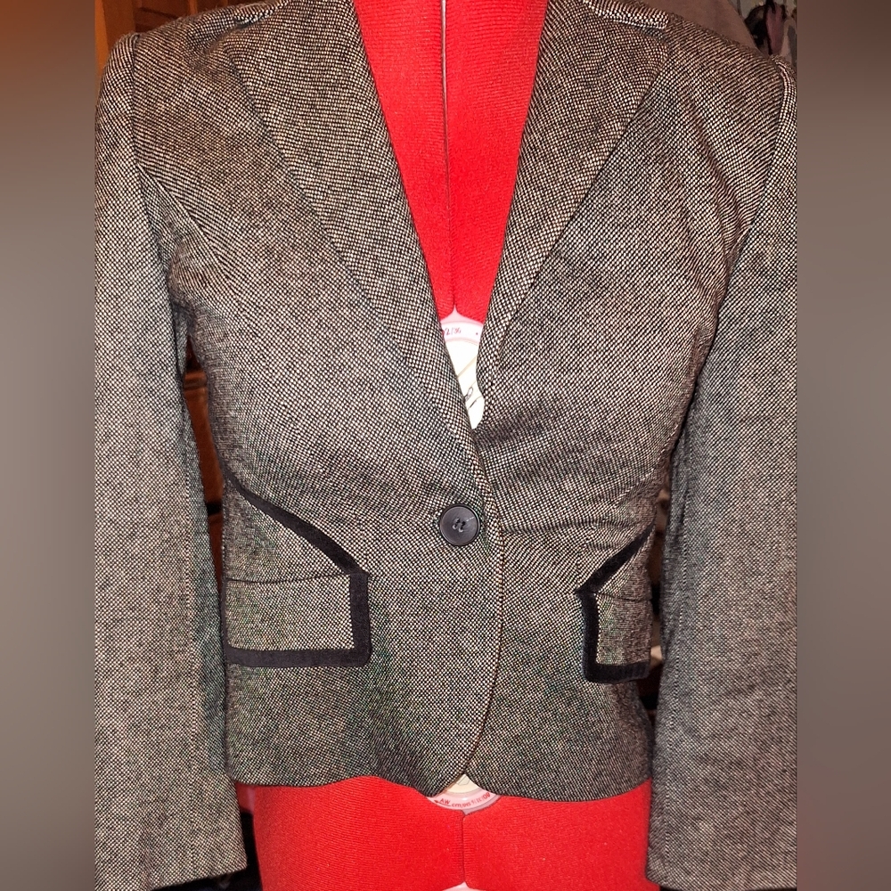 Pre-owned Club Monaco Charcole Grey  & Black Suit Jacket Size 0
